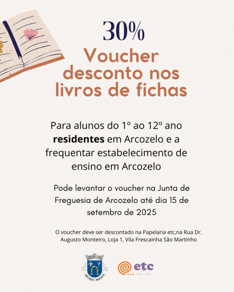 Voucher de 30% desconto nos livros de fichas